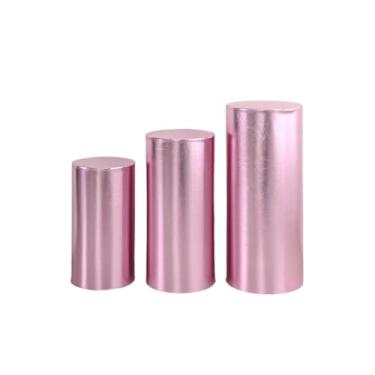 Imagem de Fancyes 3x Plinto Suporte Pilar Capas Cilindro Pedestal Capas Toalhas de Mesa Cilindro Plinto Capas para Festa ação de Graças, Noivado, rosa, Tamanho real