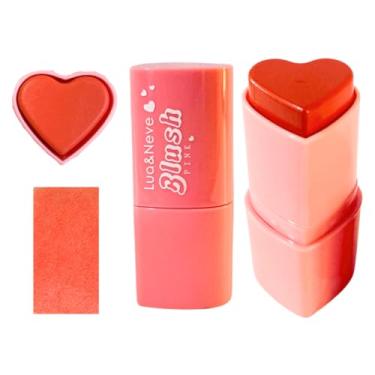 Imagem de Blush Stick Formato Coração ou Tradicional Alta Pigmentação e Acabamento Iluminado (Coração Lua e Neve 01)