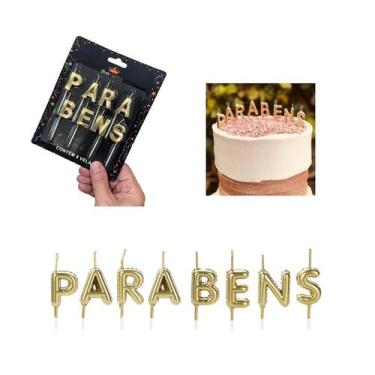 Imagem de Vela Parabéns Dourada Festas Aniversários Elegante Surpresa - Silver F
