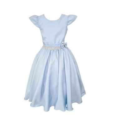 Imagem de Vestido Infantil Casual Azul Princesa Festa Aniversário Luxo - JL KIDS