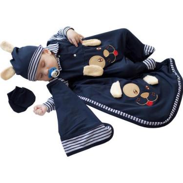 Imagem de Saída de Maternidade Menino Cachorrinho Marinho 05 Peças - Amora Baby 