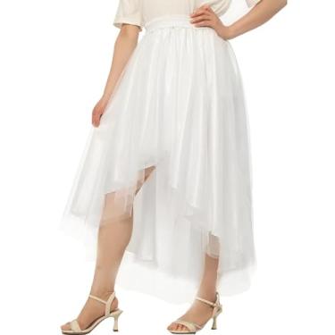 Imagem de Saia de tule assimétrica alta e baixa, festa de casamento, baile, coquetel, malha longa, saia de tule para festa, branca