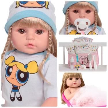 Imagem de Boneca Reborn Bebê Loira Meninas Super Poderosas Com Bolsa - Cegonha R