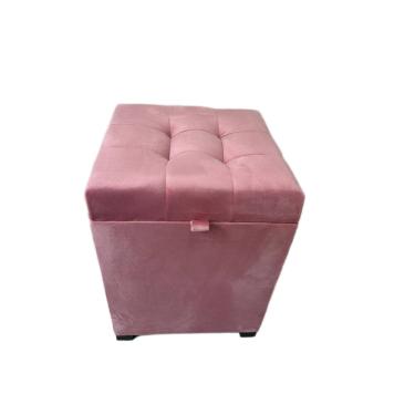 Imagem de Puff Baú Siena 36x36x47 em Suede Rosa Claro – Elegância e Conforto