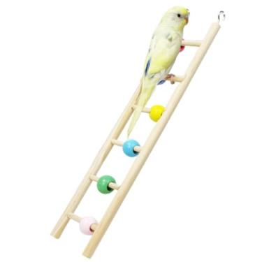 Imagem de Escada de escalada de papagaio para gaiola de pássaros, papagaio de madeira para escalada de escada, poleiros com contas coloridas móveis, brinquedo interativo de pássaros para periquitos, calopsitas