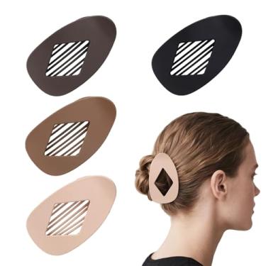 Imagem de 4 Peças Ganchos de Cabelo Lisos para Mulher, Mate Simples e Elegantes Ganchos Cabelo Curvos em Forma de Bico Pato Antiderrapantes Garras Francesas Planas para Cabelos Grossos ou Finos