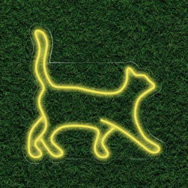 Imagem de Painel Neon Led Cat Gato Decoração Pet Shop Amante de Animal - pet lov