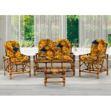 Imagem de Conjunto Cadeiras de Bambu + Mesa Para Sala e Área Externa T7 - Elegan