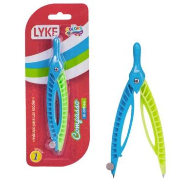 Imagem de Compasso Escolar Plástico Haste Duas Cores 1UN - Lyke, Azul