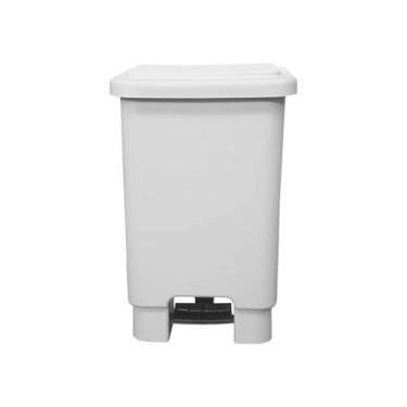 Imagem de Lixeira Plástica Retangular com Pedal 25 litros - LP, Branco