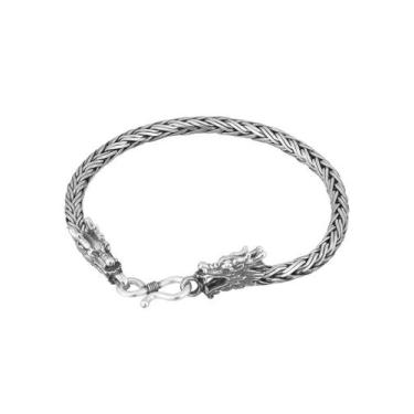 Imagem de Pulseira Bali 4mm Trançada Em Prata 925 Fecho Dragão - DR Joias