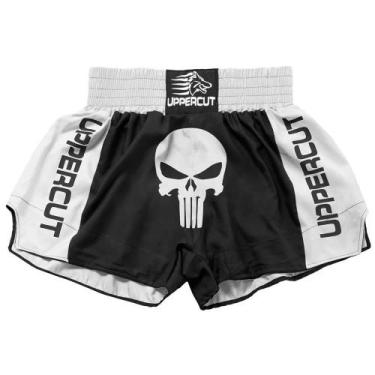 Imagem de Short Muay Thai Kickboxing Caveira Premium - Cintura Branca - Uppercut
