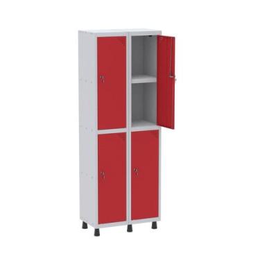 Imagem de Armário Locker 2 Colunas, 4 Portas com Prateleira Central com 2 Chaves