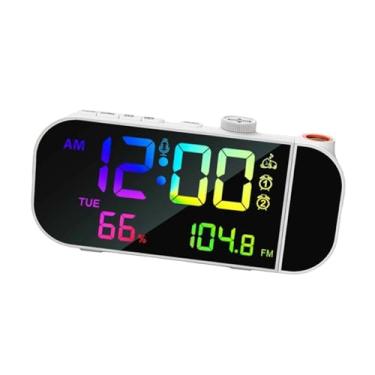 Imagem de IEUDNS Despertador com projeção, display LED transparente, moderno, ajustável, 12/24 horas, decoração para casa, relógio digital para mesa, ambiente interno, Branco