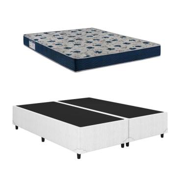 Imagem de Cama Base Box Casal Bipartido Branco Colchão ISO 60 D28 - Ortobom