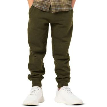 Imagem de Calça Infantil Menino Básica Moletinho Verde Militar - VRASALON, 16, V