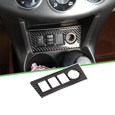 Imagem de PIUGILH Adesivo de moldura para painel de isqueiro central de fibra de carbono macio para Toyot@ RAV*4 2006 2007 2008 2009 2010 2011 2012