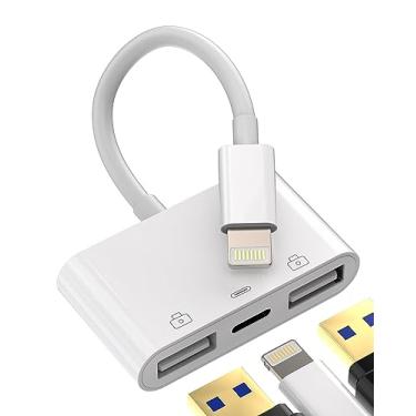 Imagem de Dongle USB para Lightning para iPhone (3 em 1) para Apple OTG cabo carregador câmera mouse teclado cartão de memória pen drive cabo leitor de cartão conversor para 14 13 12 11 Pro Max Mini Xr CD-AU