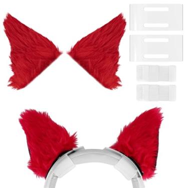 Imagem de Geekria Nova Espaçador de fone de ouvido + acessório de orelha de gato compatível com Razer, JBL, Plantronics, Sennheiser, Logitech, Hyperx, auto-montagem simples, confortável e elegante (vermelho)