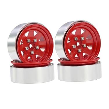 Imagem de JunZheHub 4 Peças de Reposição para Rodas de Pneu RC, Peças de Reposição Robustas de 1,9 Polegadas, Rodas de Alumínio Hexagonal de 12 Mm para Caminhão RC 1/10, Vermelho