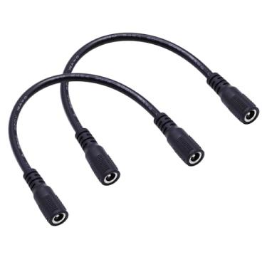Imagem de Xilaghy Cabo de extensão de alimentação CC 19,8 cm 2,1 mm x 5,5 mm fêmea para fêmea compatível com cabo adaptador CC de 12 V para câmera de segurança CCTV, câmera IP, fita de LED, DVR, preto, 0,2 m (2