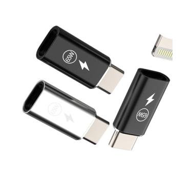 Imagem de Adaptador de carregamento Lightning de 65 W para USB C (pacote com 3) para Apple MFI fêmea carregador rápido cabo tipo C conector macho para iPhone 16 15 Pro Max acessórios para iPad adaptador