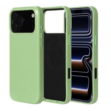 Imagem de alto Capa compatível com iPhone 17 Pro Max 2025, capa magnética de couro italiano compatível com Apple MagSafe, capa protetora contra quedas da série Clop (iPhone 17 Pro Max, 6,9 polegadas, verde