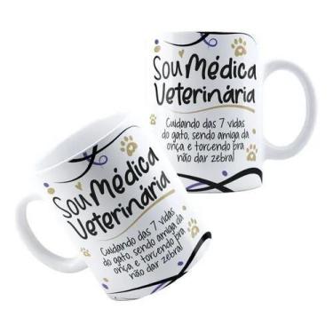 Imagem de Caneca Xícara Porcelana Cerâmica Profissão Medicina Veterinária Veteri