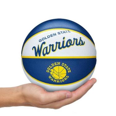 Imagem de Mini Bola de Basquete NBA Retrô Golden State Warriors Wilson 3, Azul, 