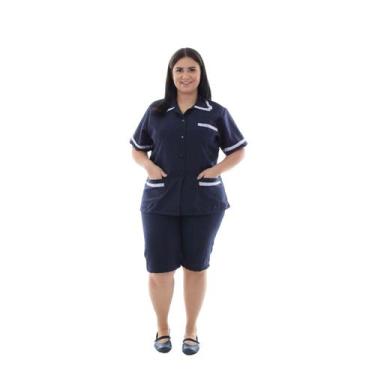 Imagem de Plus Size - Conjunto de jaleco e bermuda em Tecido Oxford para Copeira