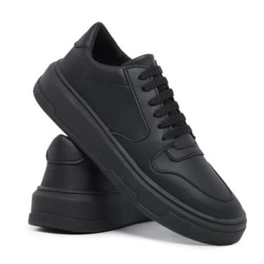 Imagem de Genérico Tênis Masculino Minimalista, Preto com Sola Branca, Couro Ecológico, Estilo Casual, Slip On, Sola Alta (Preto, BR, Adulto, Numérico, 46)