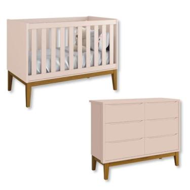 Imagem de Quarto de Bebê Berço + Cômoda 6 Gvts Classic Pés em Madeira - Reller M