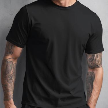 Imagem de Camiseta Masculina Básica Lisa Confortável Algodão Preta-Masculino