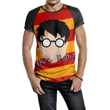 Imagem de Camiseta Raglan Masculina Harry Potter Cartoon Ref:405 - smoke, Preto,