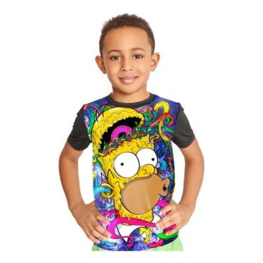 Imagem de Camiseta Infantil Homer Psicodélico Os Simpsons Ref:54 - smoke, Preto,