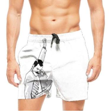 Imagem de Short Praia Shorts Banho Freddie Mercury Meme 688 - smoke, Preto, G 42