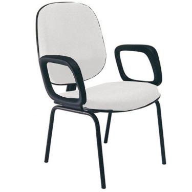 Imagem de Cadeira para Igrejas Evangélicas com Braços Diretor para Escritório Linha Uno Branco