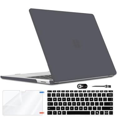 Imagem de LCMOCICO Capa para laptop Microsoft Surface 13.8 cm Touchscreen 2024 (7ª edição), capa rígida de plástico leve resistente a arranhões para laptop Microsoft Surface 13.8 2036, preto fosco