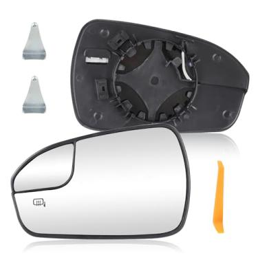 Imagem de Vidro retrovisor aquecido do lado esquerdo do motorista para Ford Fusion 2013-2020 com suporte traseiro, design de ponto cego, substituição para DS7Z17K707F DS7Z-17K707-F