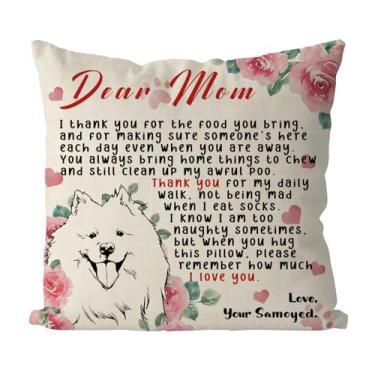 Imagem de Tian Zhun Capas de almofada Samoyed Mom Gifts 45,7 x 45,7 cm Best Samoyed Mom Fronha Samoieda, presentes para amantes, casas de fazenda, capas de almofada de sofá para decoração de sofá de casa