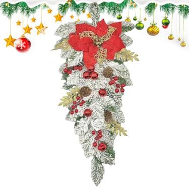 Imagem de Bohany Enfeite Pendurado De Natal Para Exterior - Decorações de Natal com Pinhas e Bagas,Guirlanda Suspensa Para Porta Em Forma De Lágrima | Para Lareira Alpendre Parede Janela Festa
