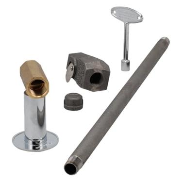 Imagem de Supplying Demand LLKIT-LPS-CP Lareira | Kit de instalação de isqueiro com padrão reto LP Gas Log Lighter, válvula de parada reta de 1,27 cm - Cromo polido com escudo e chave de 7,6 cm