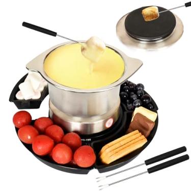 Imagem de SANGLE SOPFFY 2 em 1 panela de fondue e máquina elétrica S'mores – Conjunto de fondue de queijo e chocolate com controle de temperatura, bandejas removíveis, conjunto elétrico de fondue com 4 garfos