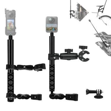 Imagem de HAFOKO Kit de montagem para câmera de motocicleta compatível com Insta360 X5-X braçadeira dupla com bastão de selfie invisível de 118 cm compatível com DJI Osmo Nano 360 Action Camera Ciclismo Vídeo