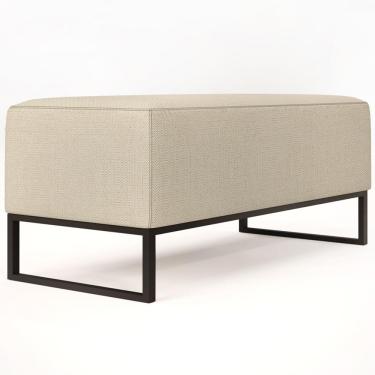 Imagem de Puff Decorativo Para Sala de Estar Cléo W01 Base de Ferro 90 cm Linho Champagne - Lyam Decor