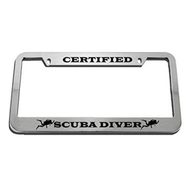 Imagem de Speedy Pros Certificado Scuba Diver Zinco Metal Moldura para Placa de Carro Auto Tag Holder - Cromado 2 Furos