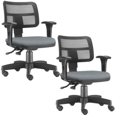 Imagem de Kit 02 Cadeiras Giratórias Zip L02 Executiva Ergonômica Escritório Crepe Cinza - Lyam Decor