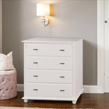 Imagem de Cômoda Clássica Com 4 Gavetas E Pés Torneados - Nude Laca