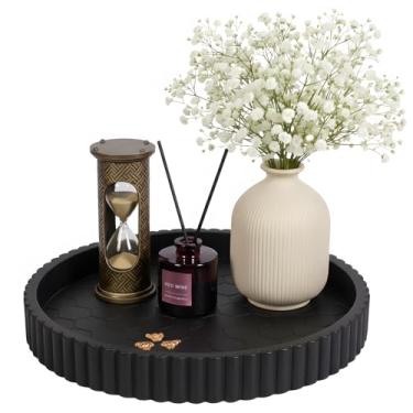 Imagem de DoveeDosa Bandeja decorativa redonda para mesa de centro - Bandeja de concreto para decoração de casa - Decoração de mesa de centro - Bandeja decorativa de mesa - Bandeja de centro com favo de mel