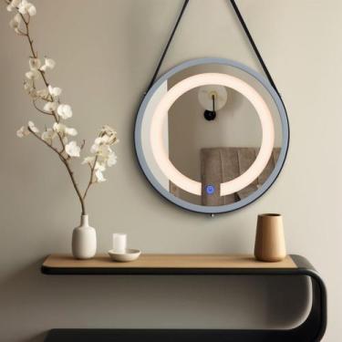 Imagem de Espelheira Redondo Iluminado 40cm com Alça Touch 2 Leds com Alça Adnet